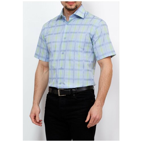 Рубашка GREG, размер 174-184/37, голубой рубашка greg размер 42 голубой