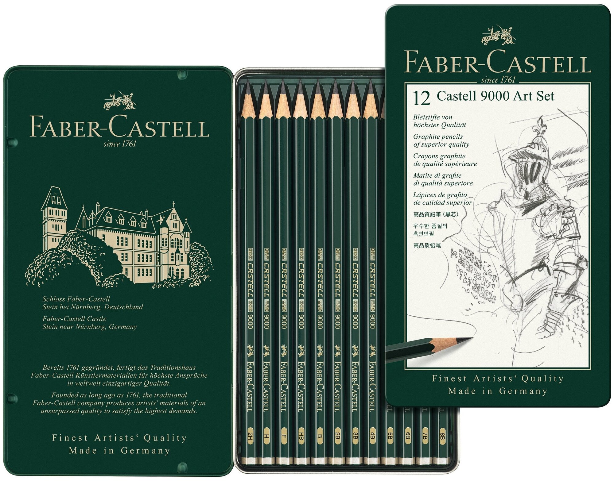 Набор чернографитных карандашей Castell 9000 Art Set, 12 шт. Faber-Castell - фото №2