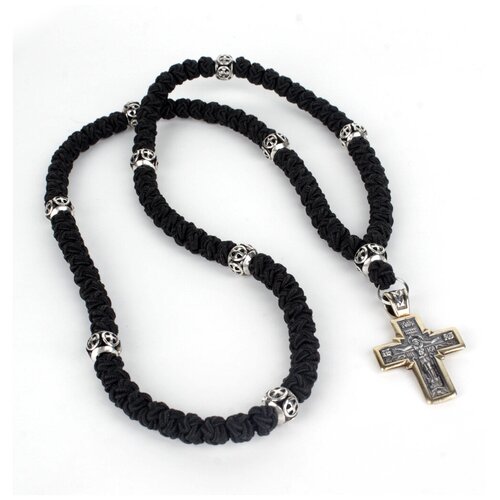 Четки плетеные, сутажные, 100 зёрен. Ручная работа. Крест с Иисусовой молитвой.