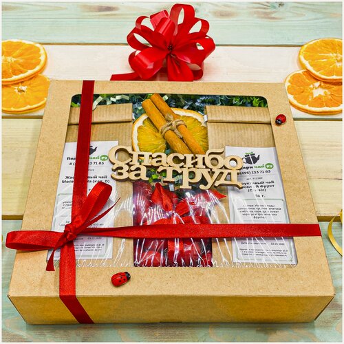 Изображение товара Подарок на любой случай, Оригинальный подарок начальнику, Набор чая и сладостей, Подарочный набор из 2-х видов чая "Спелая вишня"