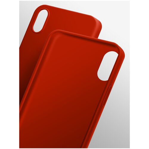 Чехол на Apple iPhone Xs Max (Эпл Айфон Хс Макс) силиконовый красный матовый бампер, Brozo защитное стекло на apple iphone x xs xs max эпл айфон х хс хс макс гибридное пленка стекловолокно на камеру 2 шт прозрачное brozo hybrid glass