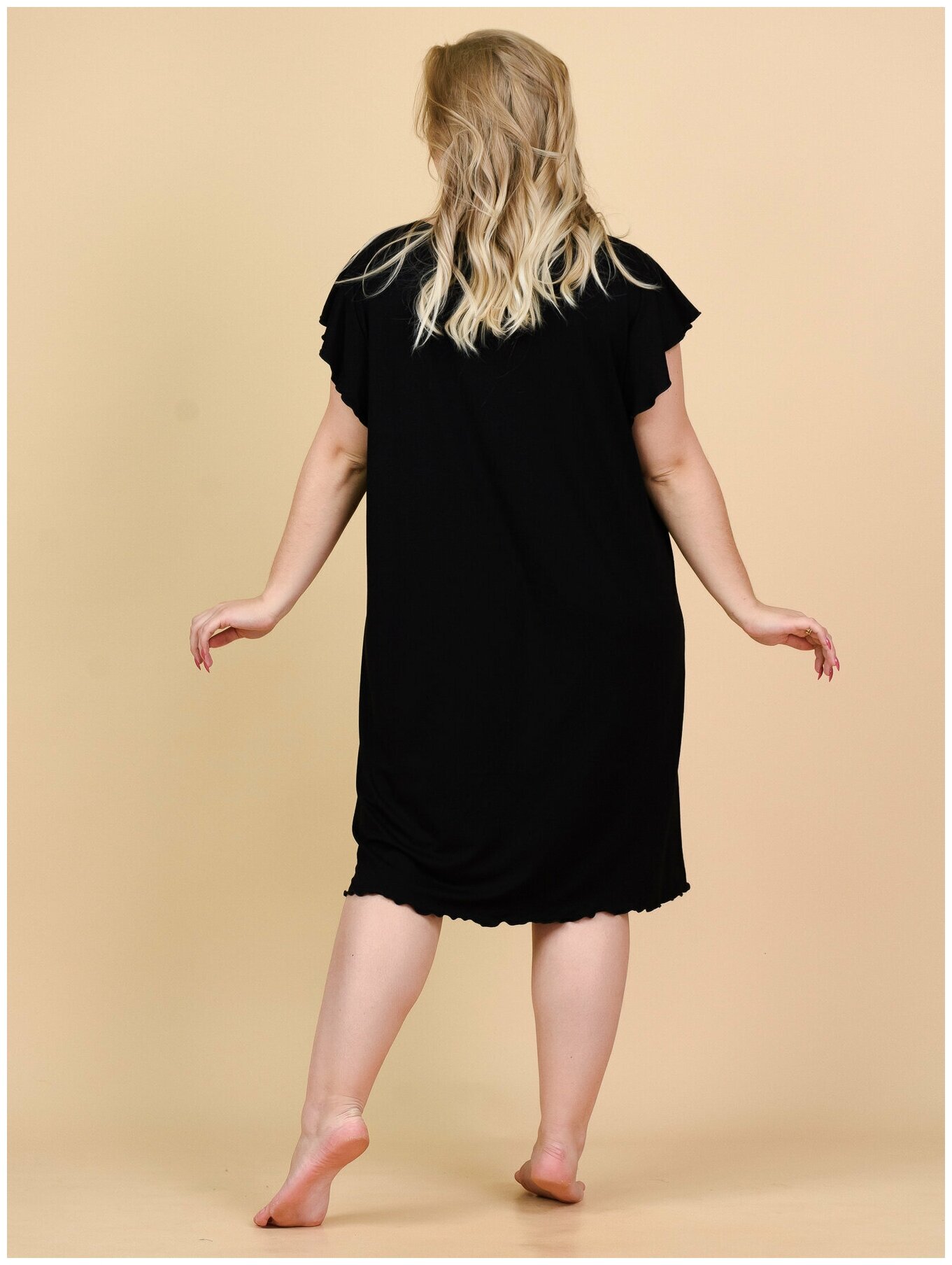 Сорочка НиРо средней длины, без рукава, размер 66, черный - фотография № 5