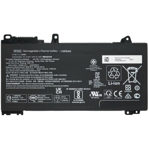 Аккумулятор HP ProBook 455 G7 / RF03XL / HSTNN-OB1Q (45Wh, 3790mAh, 11.4V) аккумулятор для ноутбука hp probook 450 g7 11 55v 45wh