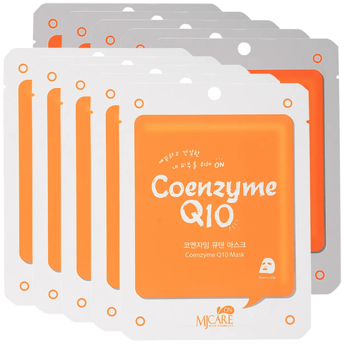 Маска для лица тканевая с коэнзимом Q10 Mijin MJ Care Coenzyme Q10 Mask Pack, 22 г - 10 шт