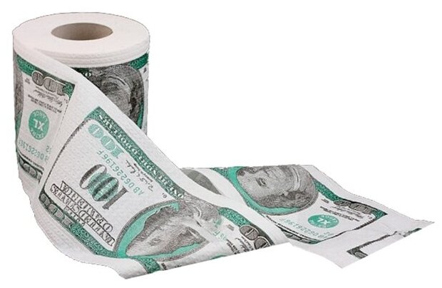 Сувенирная туалетная бумага "100 долларов" стандарт 10х105х10 см