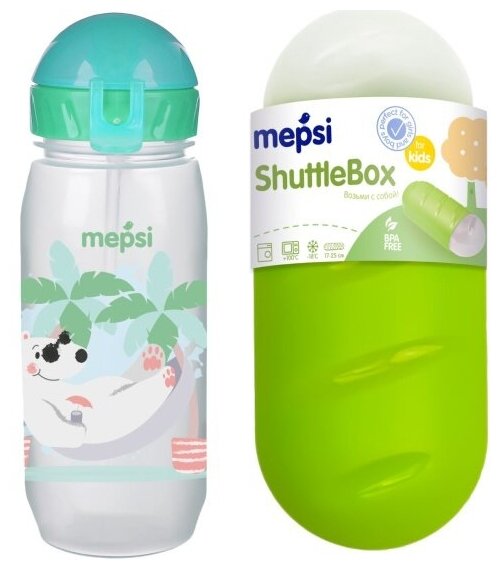 Бутылочка с трубокой Mepsi SHUTTLE BOX с контейнером 3мес+