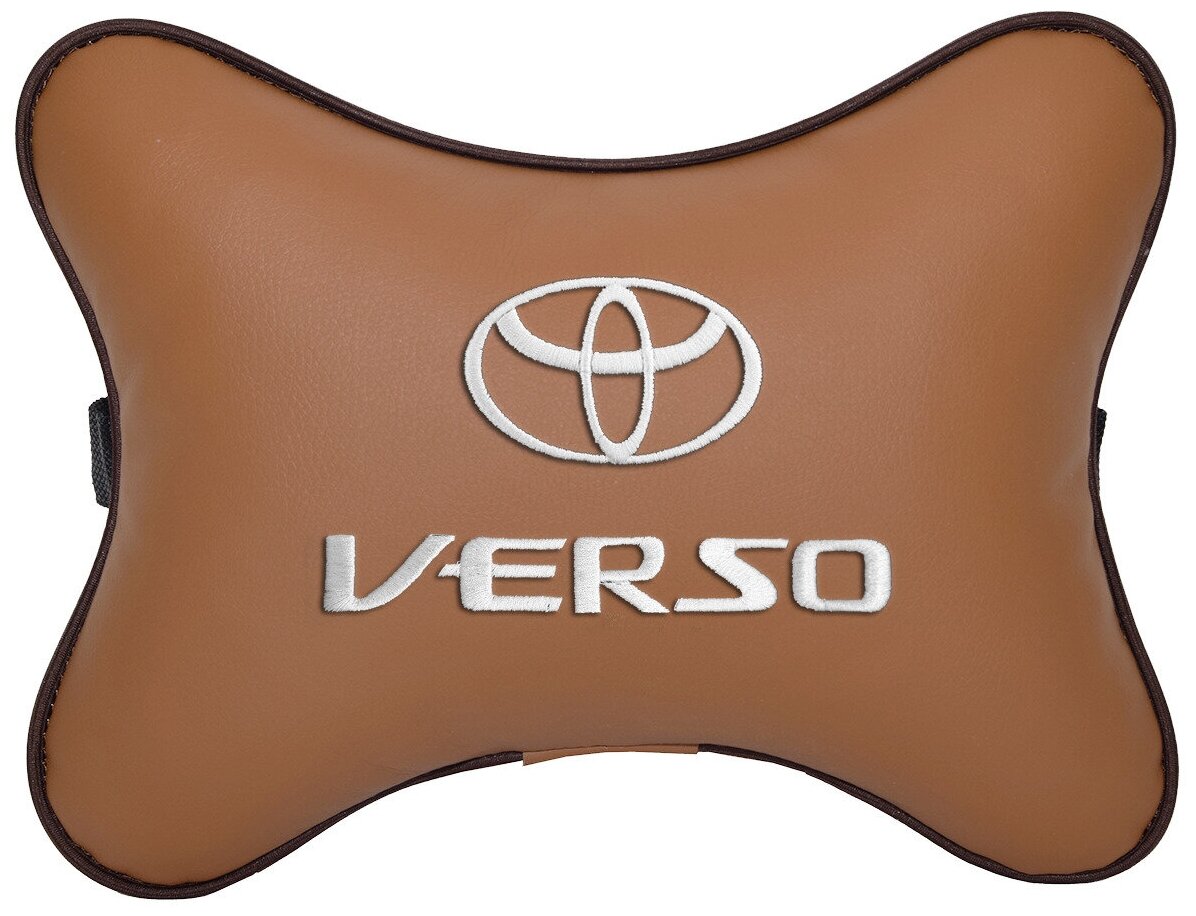 Автомобильная подушка на подголовник экокожа Fox с логотипом автомобиля TOYOTA VERSO