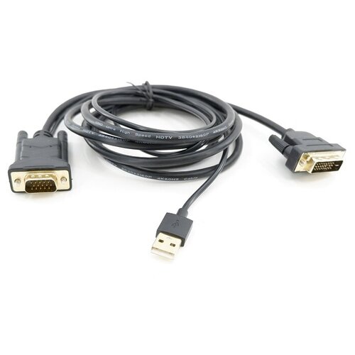 Atcom / Кабель DVI - VGA AT9505 1.8м черный кабель atcom at9505 dvi vga 1 8 m dvi d с чипом белый в пакете