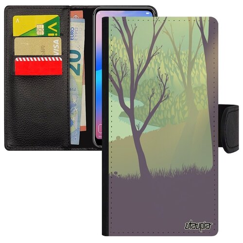 фото Противоударный чехол книжка на смартфон // samsung galaxy s8 // "лесные розы" природа озеро, utaupia, цветной