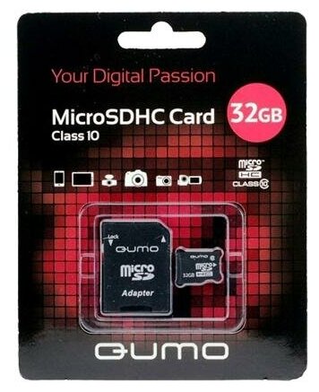 MicroSDHC 32GB QUMO Сlass 10 UHS-I ,3.0 с адаптером SD