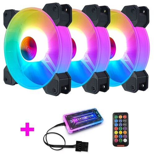 Комплект вентиляторов охлаждения COOLMOON JadeRing Y3 RGB+ИК пульт RGB CPU CASE
