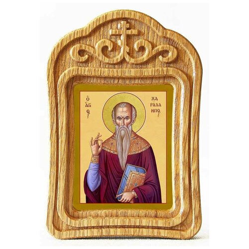 Священномученик Харалампий Магнезийский, икона в резной деревянной рамке