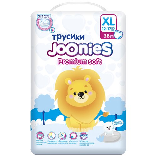 Joonies трусики Premium Soft XL (12-17 кг), 38 шт., 4 уп., белый