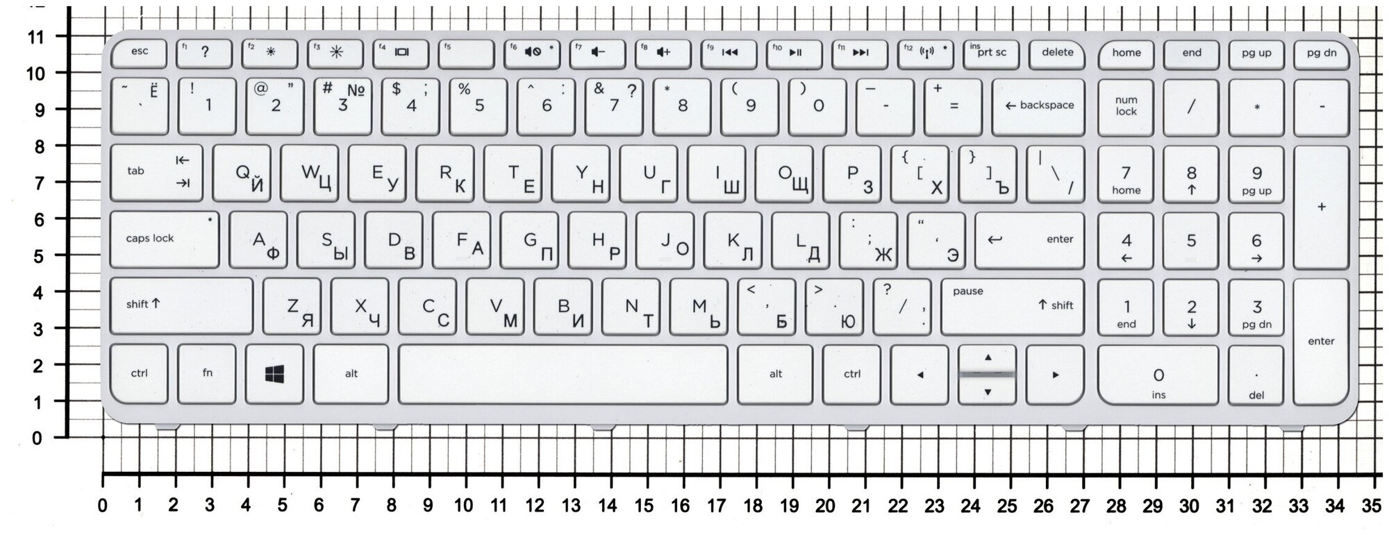 Клавиатура для ноутбука HP Pavilion 15-n091er белая с рамкой