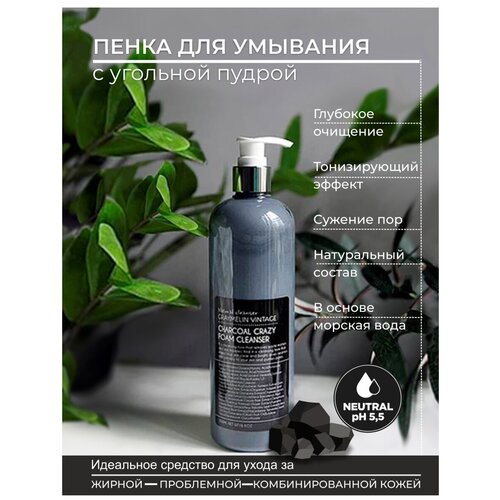 Graymelin / Очищающая пенка для лица Graymelin Charcoal Crazy Foam Cleanser 500ml