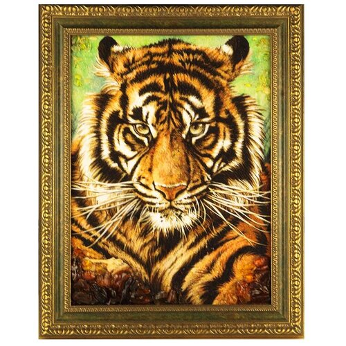 Настенное панно «Тигр» из балтийского янтаря