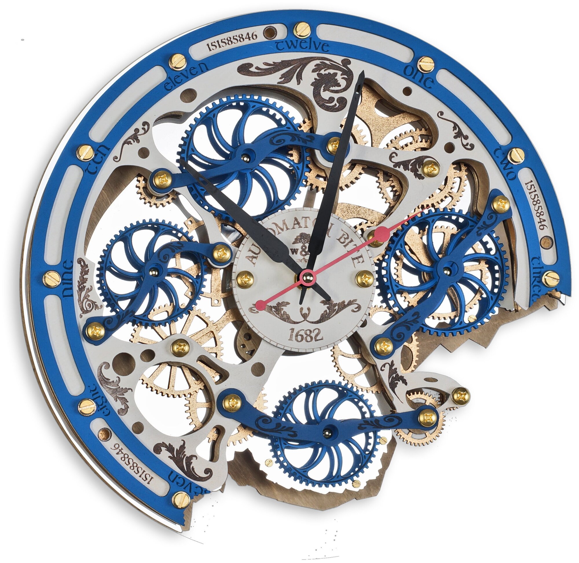 Часы Настенные Автоматон Bite 1682 Гжель с вращающимися шестеренками