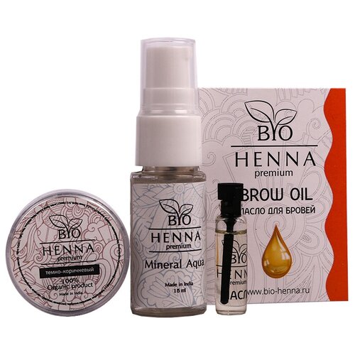 Bio Henna Набор окрашивание + уход, темно-коричневый tnl professional хна для окрашивания бровей eyebrow henna 5г 01 brown 5 мл 5 г