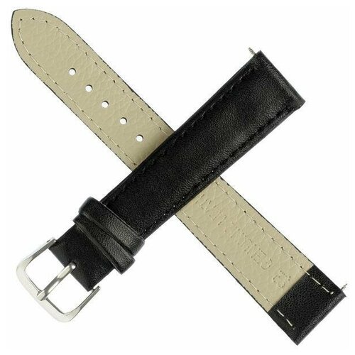 фото Ремешок для часов, женский, 18 мм, длина 20 см, натуральная кожа, черный (1 шт.) promarket