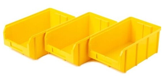 Пластиковый ящик Стелла-техник V-3-К3-желтый, 342х207х143мм, комплект 3 штуки