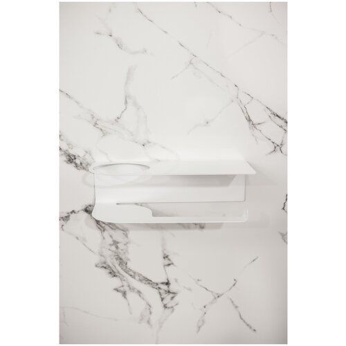 Держатель для туалетной бумаги настенный с полочкой для телефона, освежителя на присоске - липучке.