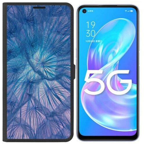 Чехол-книжка / Защитный кейс / Krutoff Eco Book для Oppo A72 5G Синий одуванчик (черный)