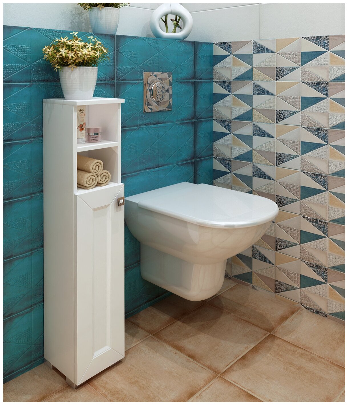 Шкаф для туалетной комнаты, REGENT style, ШТГранд 2н, белый, левый, 95*20*19 - фотография № 1
