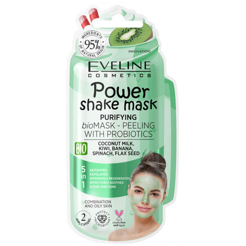 Очищающая bio маска-пилинг с пробиотиками Eveline POWER SHAKE MASK, 10 мл