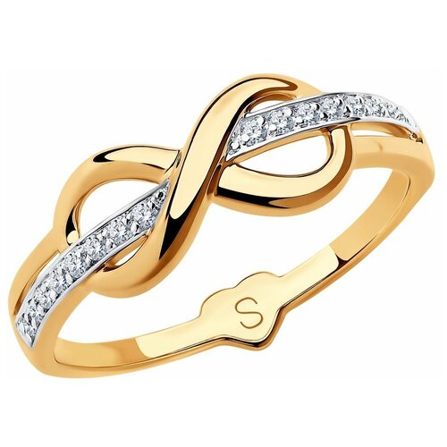 кольцо бесконечность из золота с фианитами 016622 16 5 Кольцо SOKOLOV, красное золото, 585 проба, фианит, размер 16