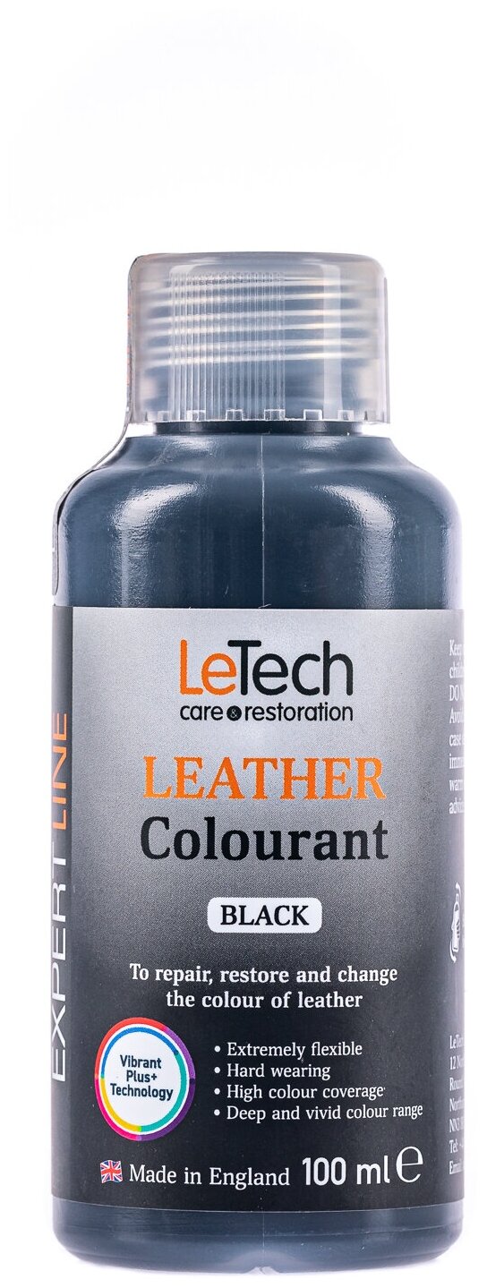 LeTech Краска для кожи Leather Colourant 100 мл, Black (черный) - фотография № 1