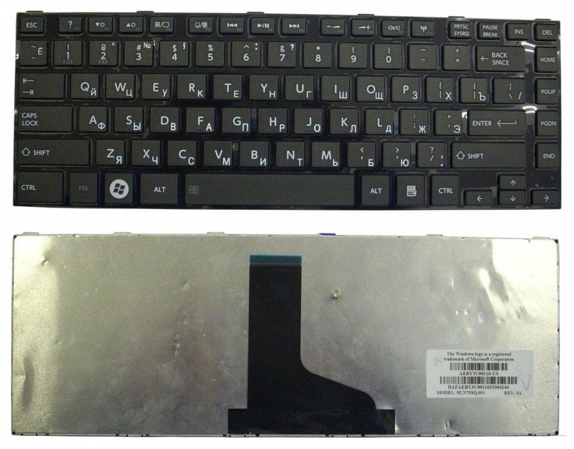 Клавиатура для ноутбука Toshiba Satellite L800 L830 p/n: 9Z. N7SSQ.10R (Черная)