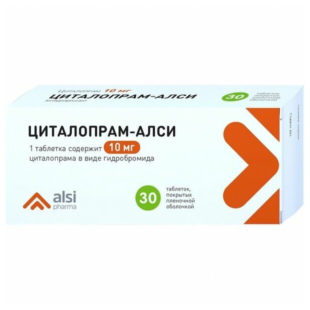 Циталопрам-Алси таб. п/о плен., 10 мг, 30 шт.