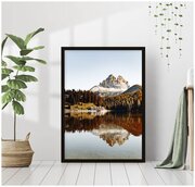 Постер В рамке "Пейзаж, озеро в горах" 40 на 50 (черная рама) / Картина для интерьера / Плакат / Постер на стену / Интерьерные картины