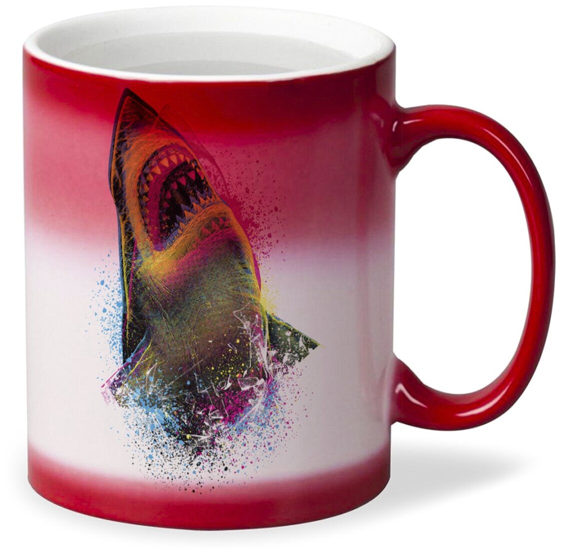 Кружка хамелеон красный CoolPodarok Графика. Цветная акула