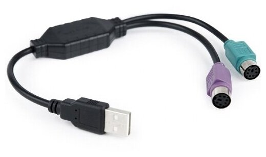 Переходник Cablexpert UAPS12-BK USB Am - PSf два гнезда, чёрный, кабель - 0.2 метра