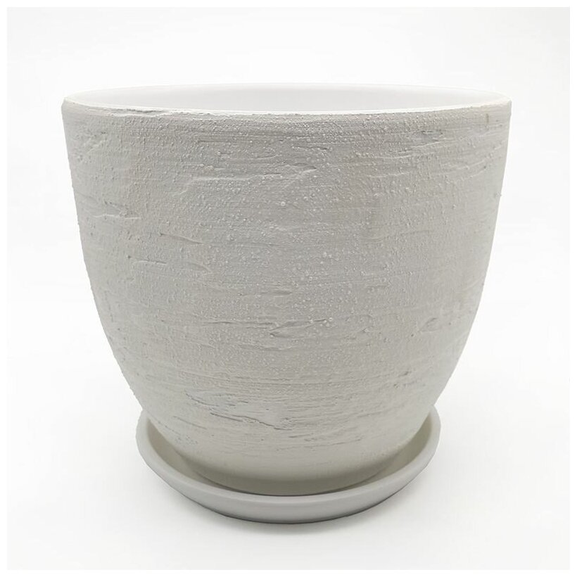 Горшок для цветов керамический Закоренелый Цветочник белый, диаметр 22см высота 20см, объем 5,9л