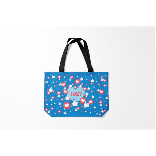 фото Сумка-шоппер / 46х35 см / популярные иллюстрации / модные лайки и сердечки burnettie