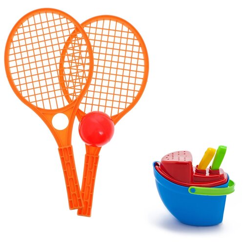 Игрушки для песочницы для снега Песочный набор Пароходик + Набор для тенниса оранжевый