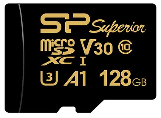 Флеш карта microSD 128GB Silicon Power Superior Golden A1 microSDXC Class 10 UHS-I U3 A1 100/80 Mb/s (SD адаптер)