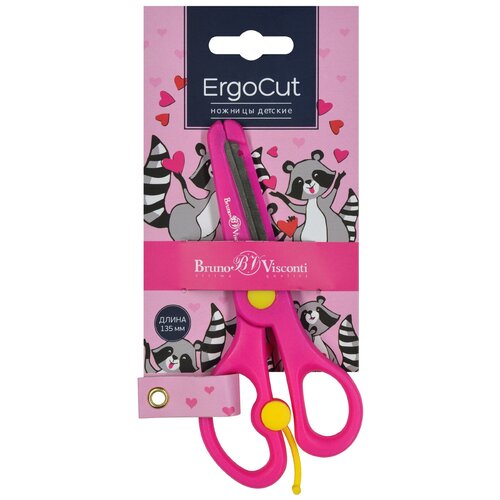 Ножницы BrunoVisconti детские, 13.5 см, безопасные лезвия ErgoCut, розовые