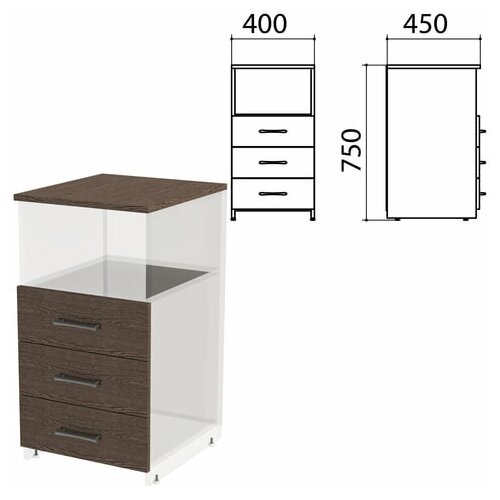 фото Крышка и фасады ящиков для тумбы приставной "Канц" (ш400*г450*в750 мм), комплект, венге, ТК31.16.2