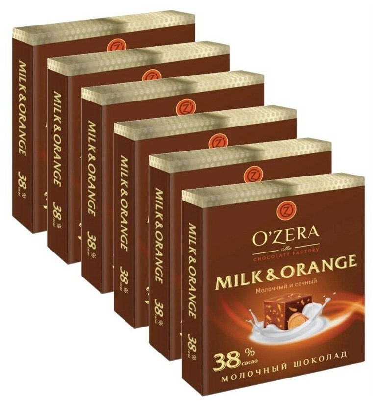 O`Zera OZera, шоколад молочный Milk & Orange, 90 г х 6 штук