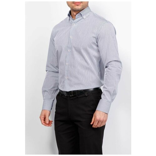 фото Рубашка мужская длинный рукав berthier marina1889b1/fit-mb(0-1), полуприталенный силуэт / regular fit, цвет белый, рост 174-184, размер ворота 39