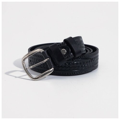 фото Ремень женский, ширина 3 см, винт, пряжка металл, цвет чёрный favorit