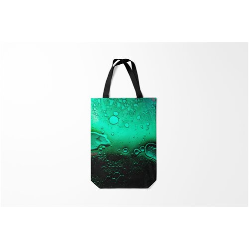 фото Сумка-шоппер / 31х42 см / популярные иллюстрации / текстуры зеленые капли клетки burnettie