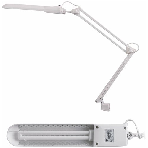 Настольная лампа светильник Дельта 1 на струбцине, люминесцентная, цоколь G23, 11 Вт, серый