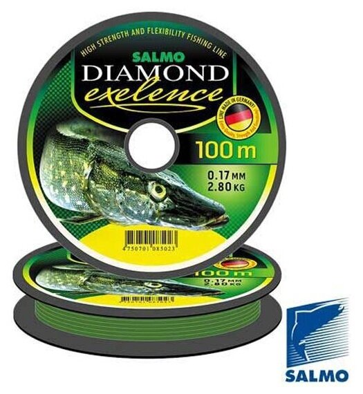 Леска Salmo Diamond EXELENCE 027 мм, 6.4 кг 100 м, светло-зеленая