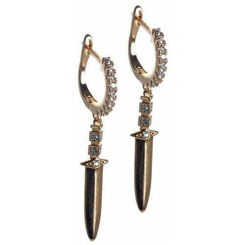 Серьги с подвесками XUPING JEWELRY, бижутерный сплав, фианит, золотой
