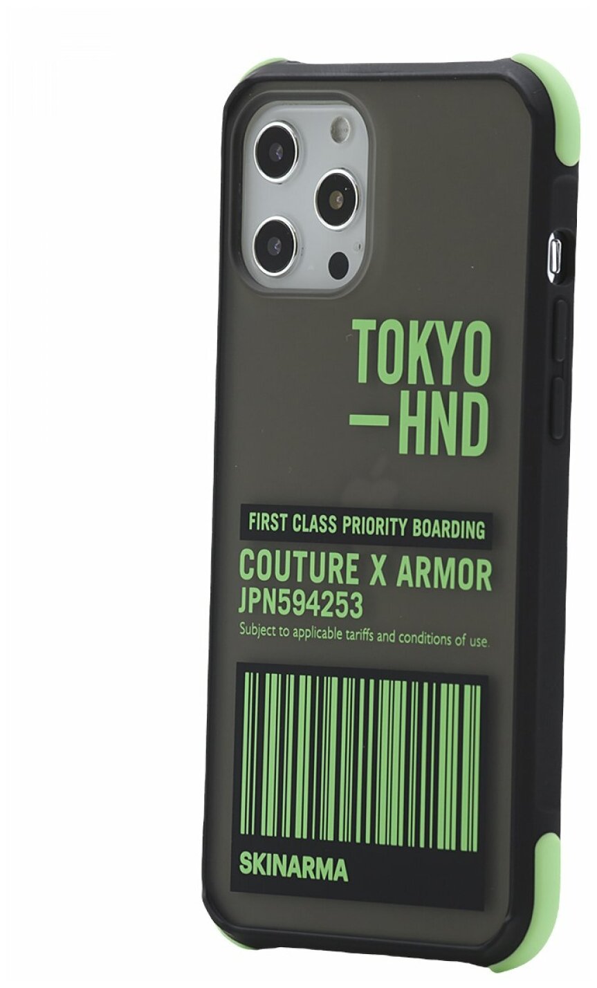 Чехол для iPhone 12 Pro Max Skinarma Bando Sheer Green, противоударная пластиковая накладка с рисунком, матовый силиконовый бампер с защитой камеры