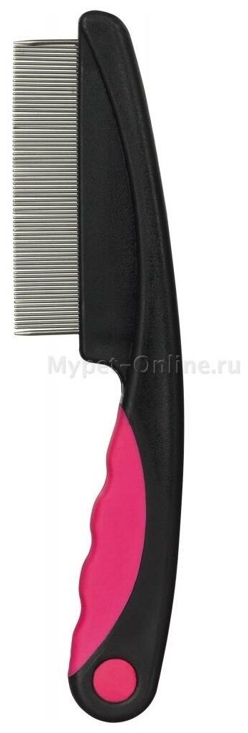 Расческа для собак и кошек Trixie Flea Dust Comb, размер 22см, черный / розовый